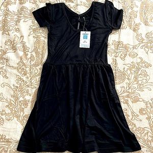MGEOY Girl’s 110 Short Sleeve Knee Length Dress Black NWT